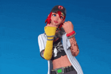 a girl with red hair is wearing a baseball cap and giving a thumbs up sign