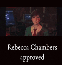 a woman giving a thumbs up with the name rebecca chambers above her