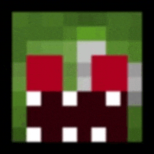 a blurred image of a minecraft icon with red , green , and white squares .