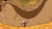 a cartoon of a man riding a horse in the desert with the words `` that 's capitalism '' written above him .