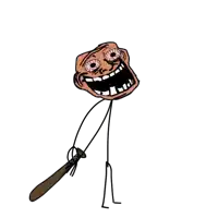 a cartoon of a troll holding a bat with his mouth open