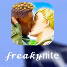 an app called freakynite with two men kissing