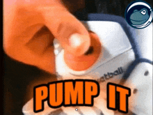 a person pressing a button that says pump it on it