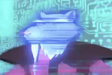 a cat in a suit and hat is standing in front of a computer monitor