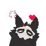 a pixel art drawing of a cat with a heart on its head .