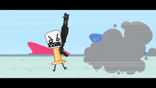 a cartoon drawing of a gun with a mouth that says ' ss ' on it