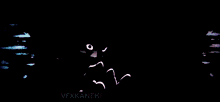 a drawing of a cat with blue eyes surrounded by planets in a dark background
