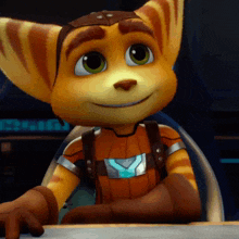 a close up of a cartoon character 's face with the letter v on his chest