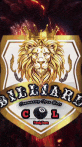 a lion with a crown is on a shield that says community open ball col family team