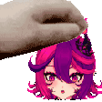 a cat is petting a girl 's head with a crown on her head .