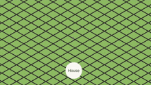 a green background with a grid pattern and the word house