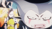 a cartoon character with an angry look on his face is standing next to another character