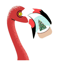 snow ball christmas flamingo holidays flamingo birds