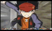 a boy with a red hat and a skull necklace is in a video game