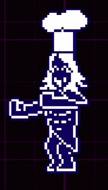 a pixel art of a chef with a white hat