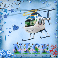 a picture of a helicopter with the words i love you on it