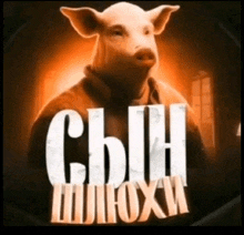 a picture of a pig with the word сын in front of him