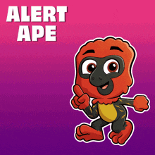a cartoon of an ape giving a thumbs up with the words alert ape behind it