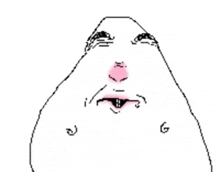 a drawing of a person 's face with a pink nose and mouth