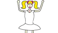 a drawing of a girl in a white dress