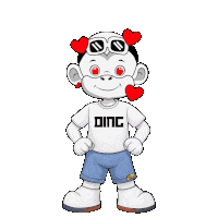 a cartoon character wearing a ding shirt and shorts