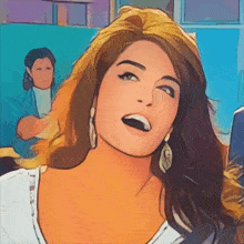 a cartoon drawing of a woman making a funny face