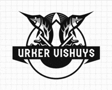 a black and white logo for urker uishuys with a fish on it