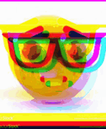 a colorful smiley face with glasses on it