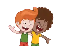 a cartoon of two children hugging each other