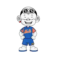 a cartoon character is wearing a mets jersey