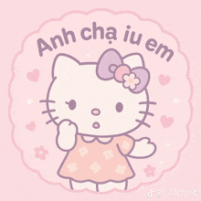 a hello kitty sticker that says anh cha iu em on it