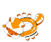 a cartoon fox is laying on its back with its paws up