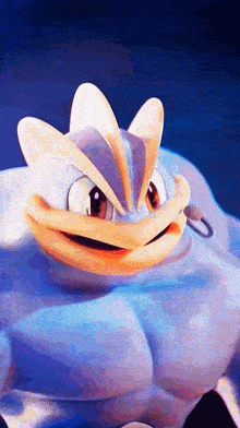 a close up of a statue of a cartoon character with a flower on its head and a smile on its face .