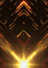 a black background with gold arrows and a light coming out of the middle
