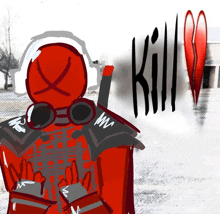 a drawing of a person with headphones and the word kill written in black
