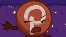 a cartoon drawing of a red circle with a letter p on it