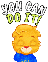 a cartoon lion giving a thumbs up with the words you can do it above him
