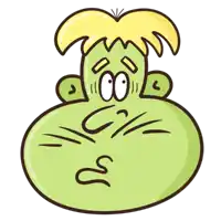 a cartoon illustration of a green monster with a yellow haircut