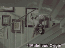 a picture of a staircase with the words maleficus origin below it