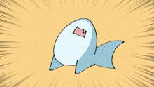 a cartoon of a shark with a pink mouth