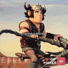 a gif of a cartoon character with the words name calling