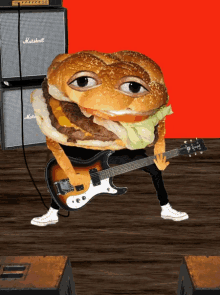 burger cheeseburger lunch guitar rocking out