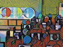 a colorful painting with the letters o and o on it