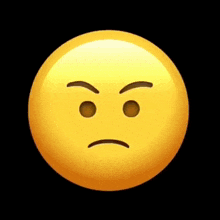 a yellow smiley face with an angry look on its face