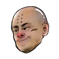 a cartoon drawing of a bald man 's face