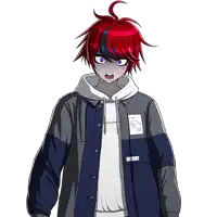 a drawing of a person with red hair and a hoodie that says " i am the ghost "