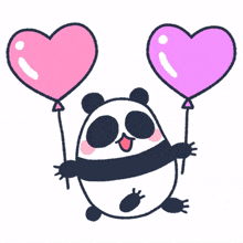 panda balloon heart joy happy