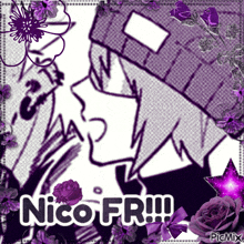 a picture of a man with the words nico fr written on it