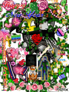 a colorful collage with the words happy easter on the top