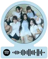 a group of girls are sitting on a couch with a spotify code